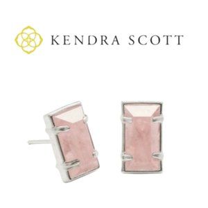 🌿Kendra Scott Paola Druzy Stud Earrings in Rose Quartz Rhodium🌿